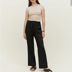 NEW! REFORMATION Olina Linen Pant BLACK, SIZE Medium